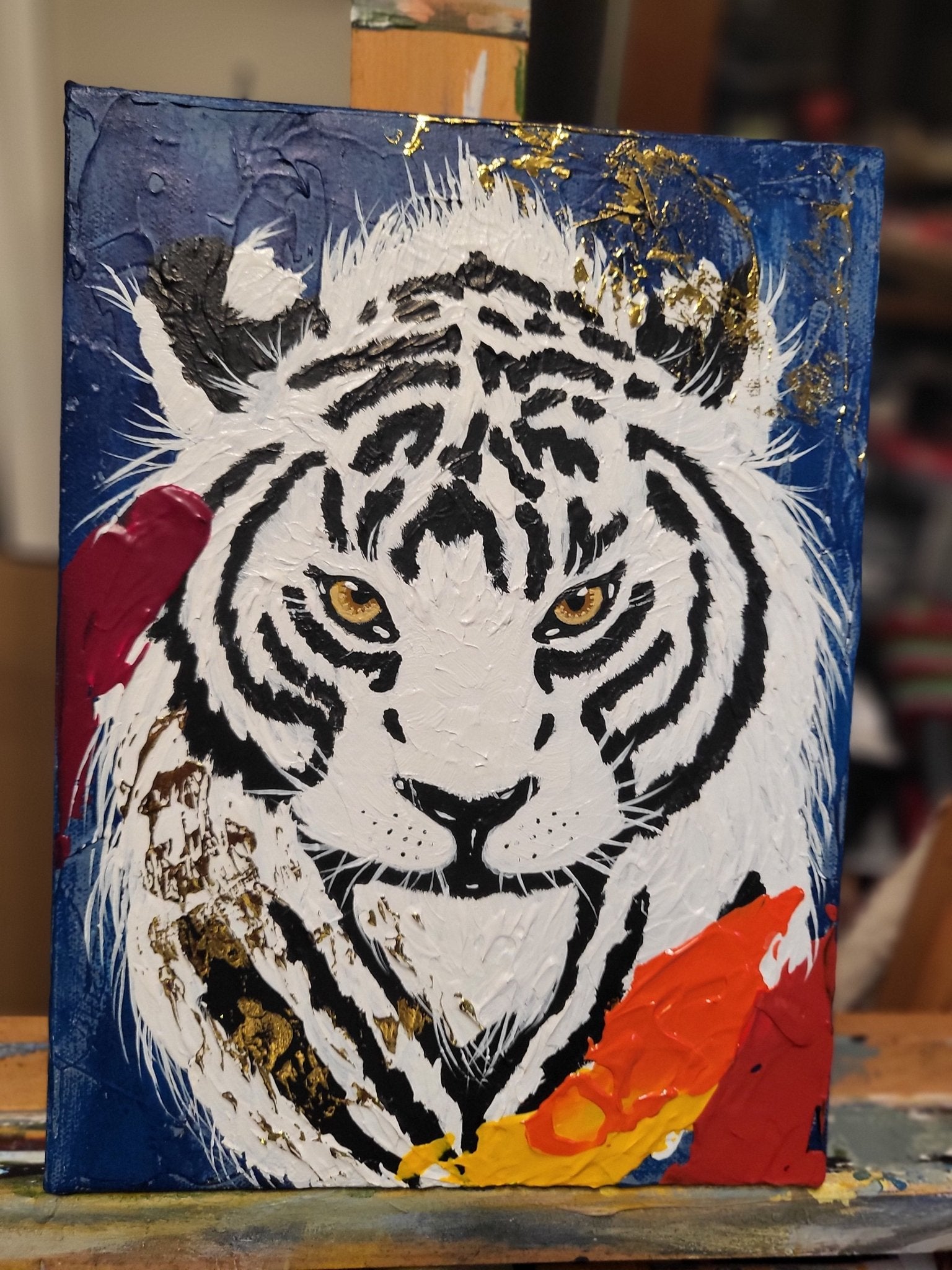 Original Painting - Abstract White Tiger - Michelle Pashko Art