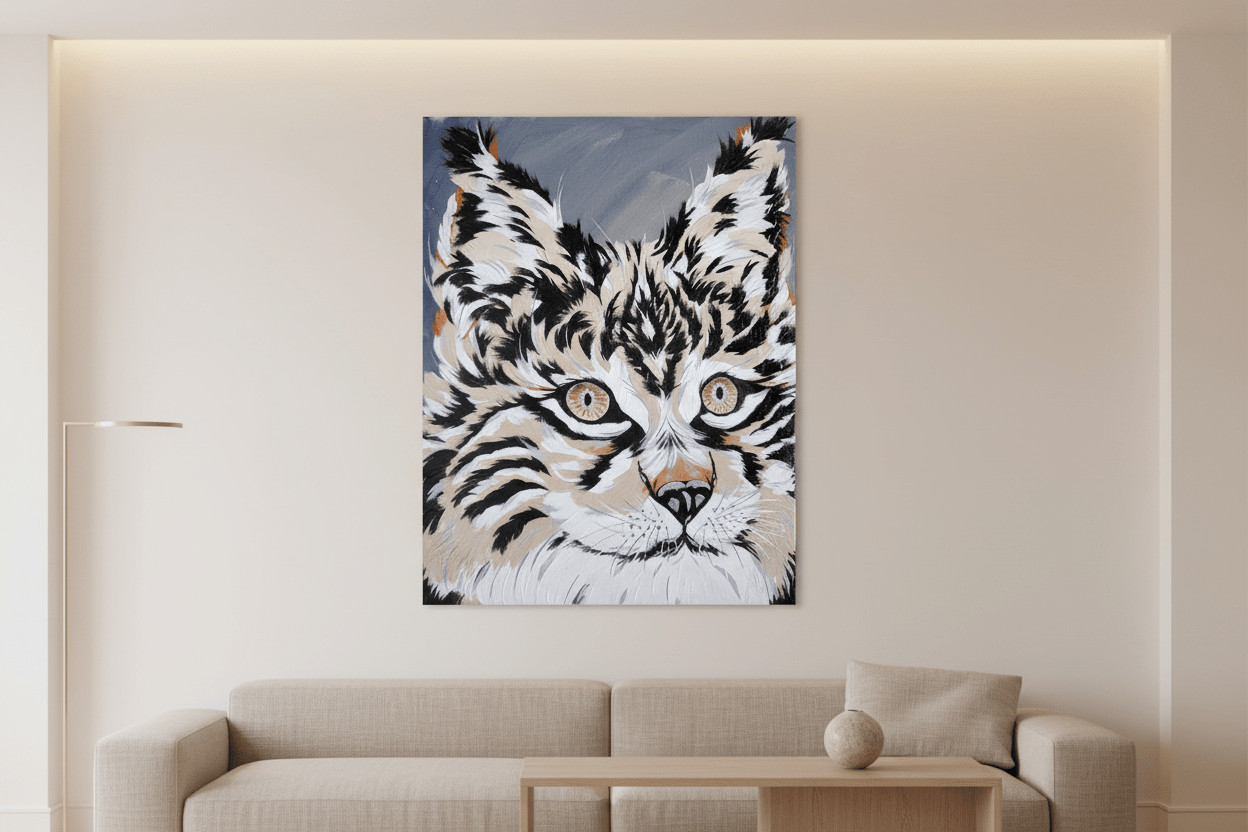 Bright Eyed and Bushy Tailed — Original Canadian Lynx Portrait - Michelle Pashko Art