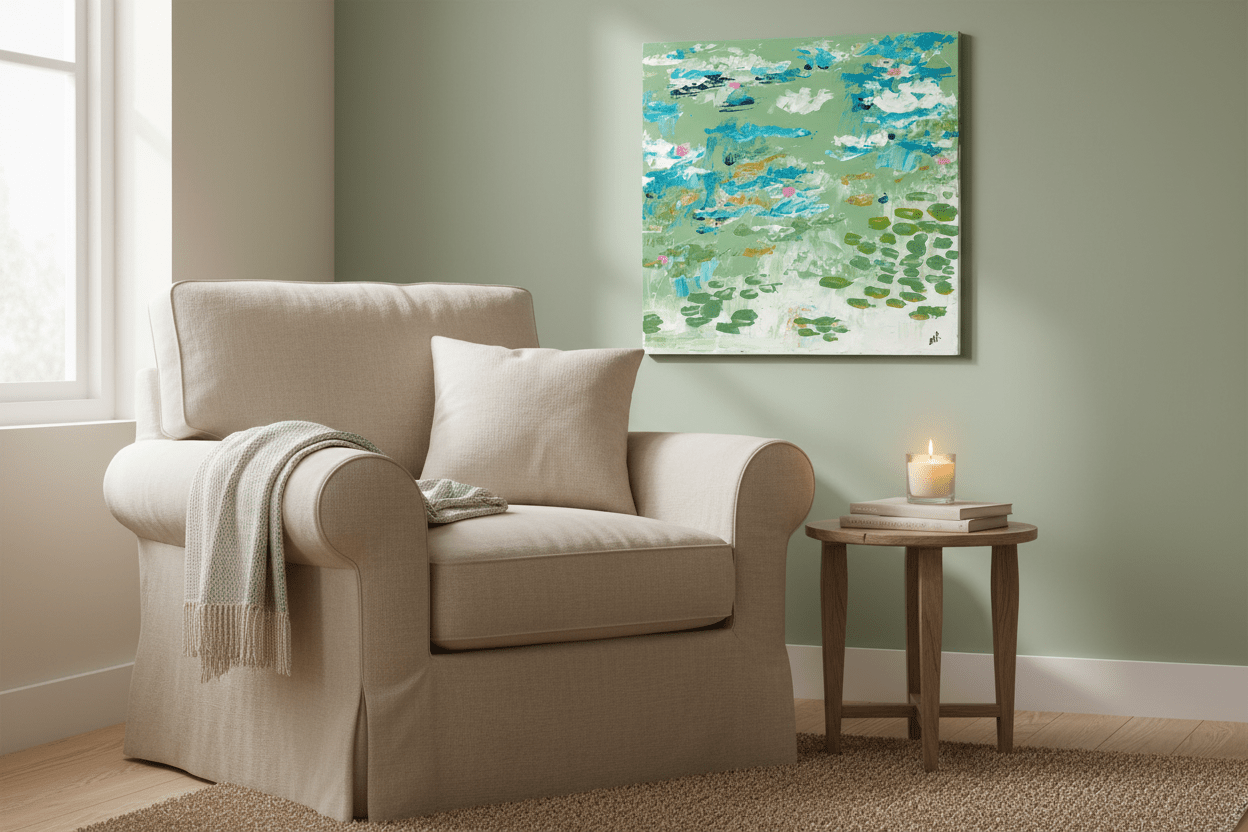 Our Spot - Original Lily Pond Painting | 10x10" Acrylic Abstract Art - Michelle Pashko Art