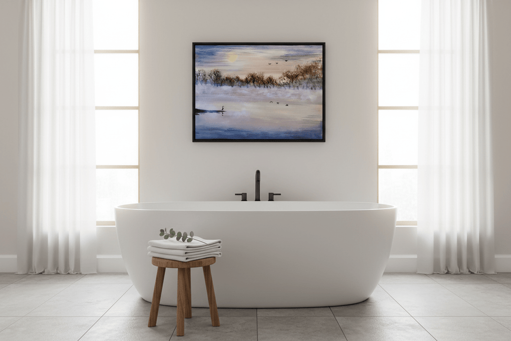 Signed Print From Original Artwork "Clarity" 8x10" Marsh Landscape with Heron - Michelle Pashko Art