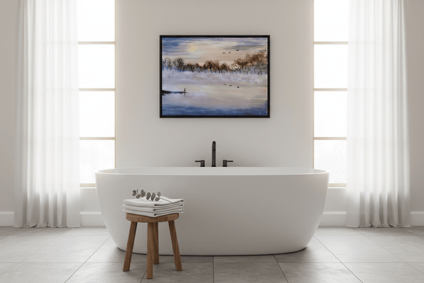 Signed Print From Original Artwork "Clarity" 8x10" Marsh Landscape with Heron - Michelle Pashko Art
