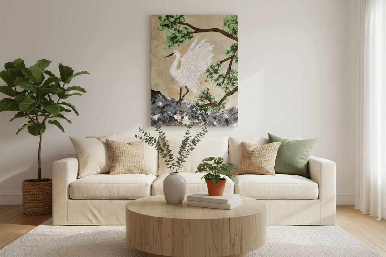 Great Egret 24x36" Acrylic Original - Michelle Pashko Art