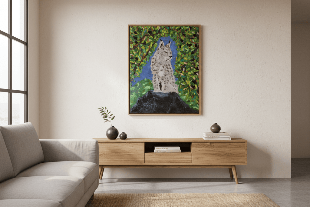 Territory - Original Acrylic Artwork 24x36" Original Bobcat Impasto painting - Michelle Pashko Art
