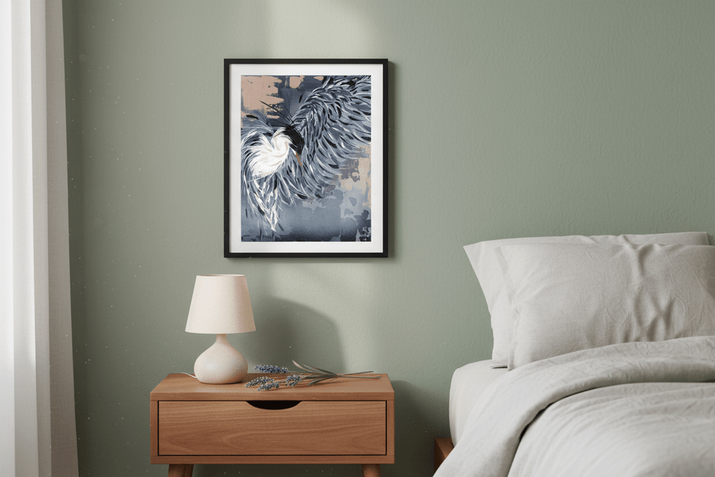 Signed 8x10 Prints - 'Line' Majestic Great Blue Heron triptych 2 - Michelle Pashko Art