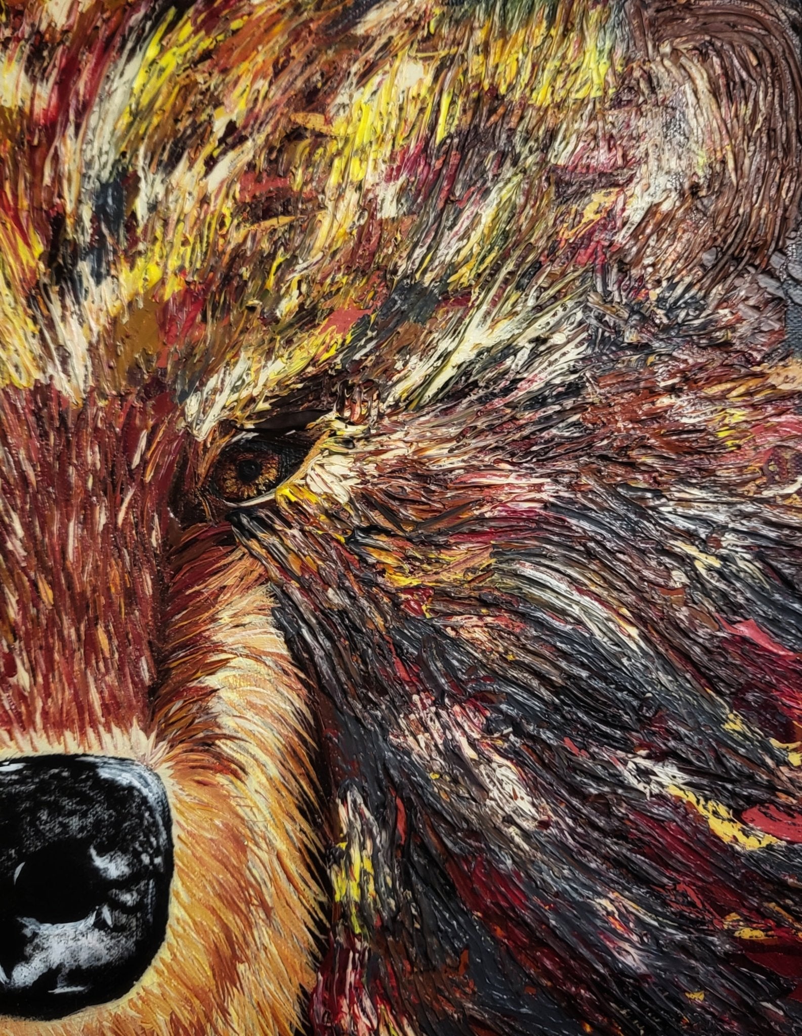 Flow - Original Acrylic Abstract Bear Artwork 9x12" - Michelle Pashko Art