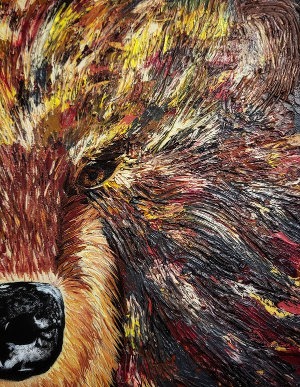 Flow - Original Acrylic Abstract Bear Artwork 9x12" - Michelle Pashko Art
