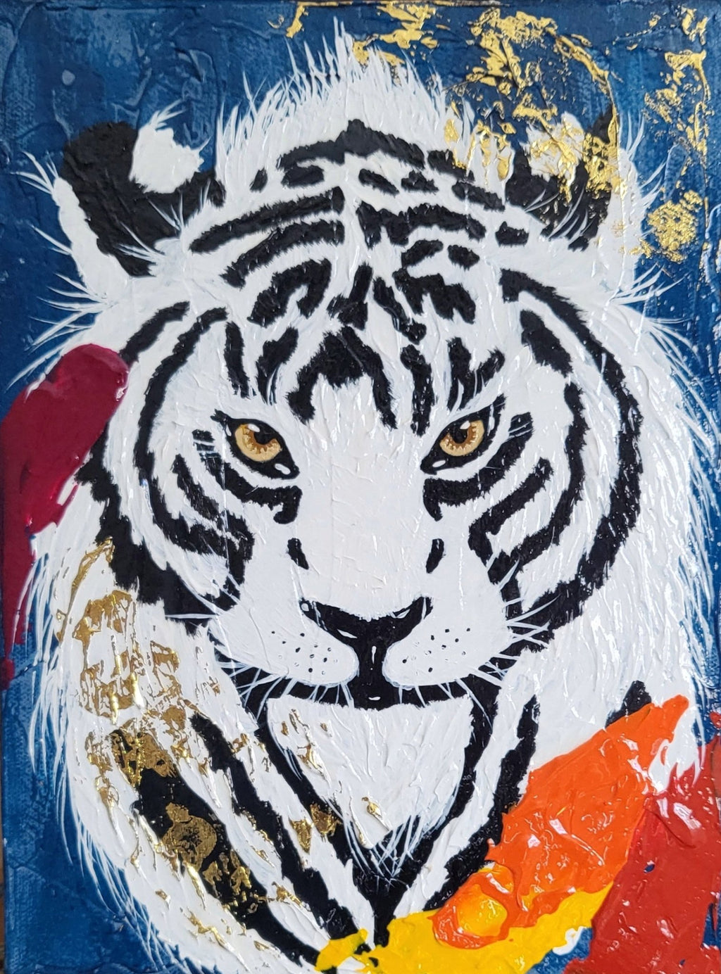 Original Painting - Abstract White Tiger - Michelle Pashko Art