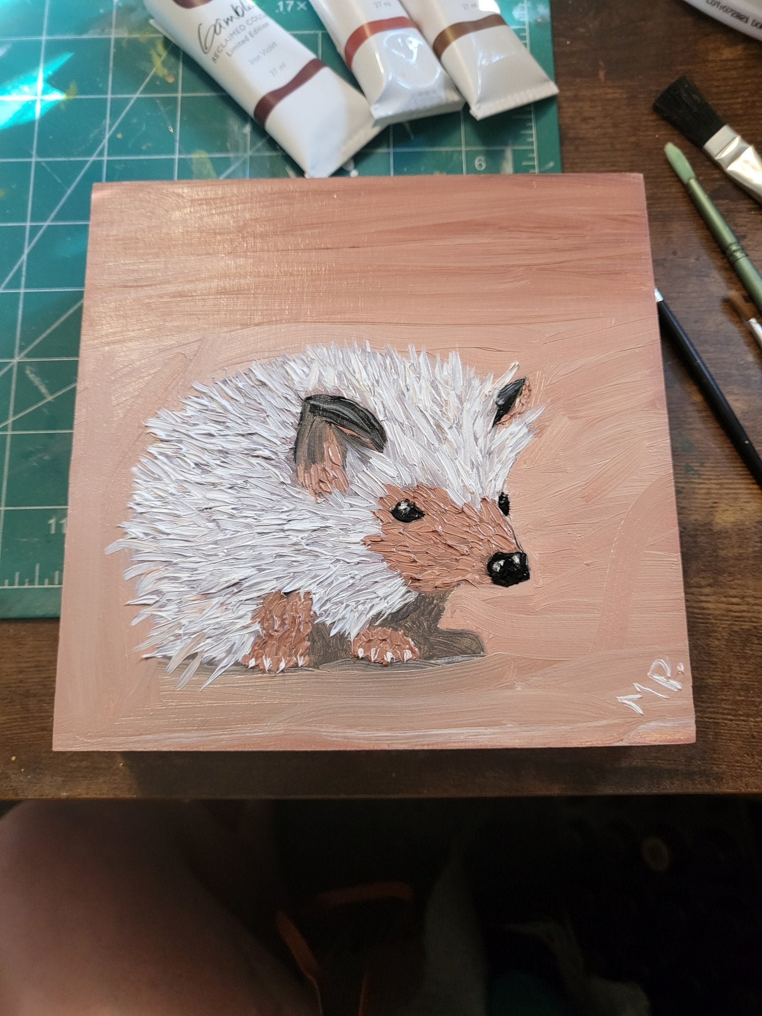 Hedgehog in Oil - Michelle Pashko Art