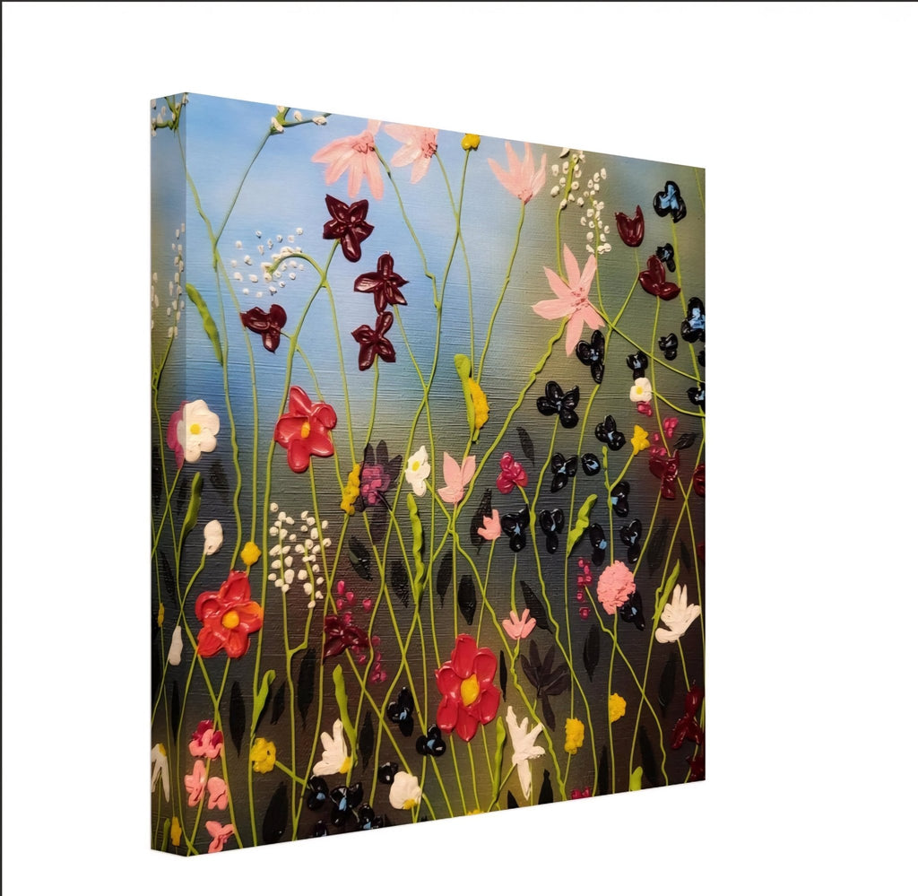 Daydreaming - Original Acrylic Wildflower Impasto Artwork 14x14" - Michelle Pashko Art