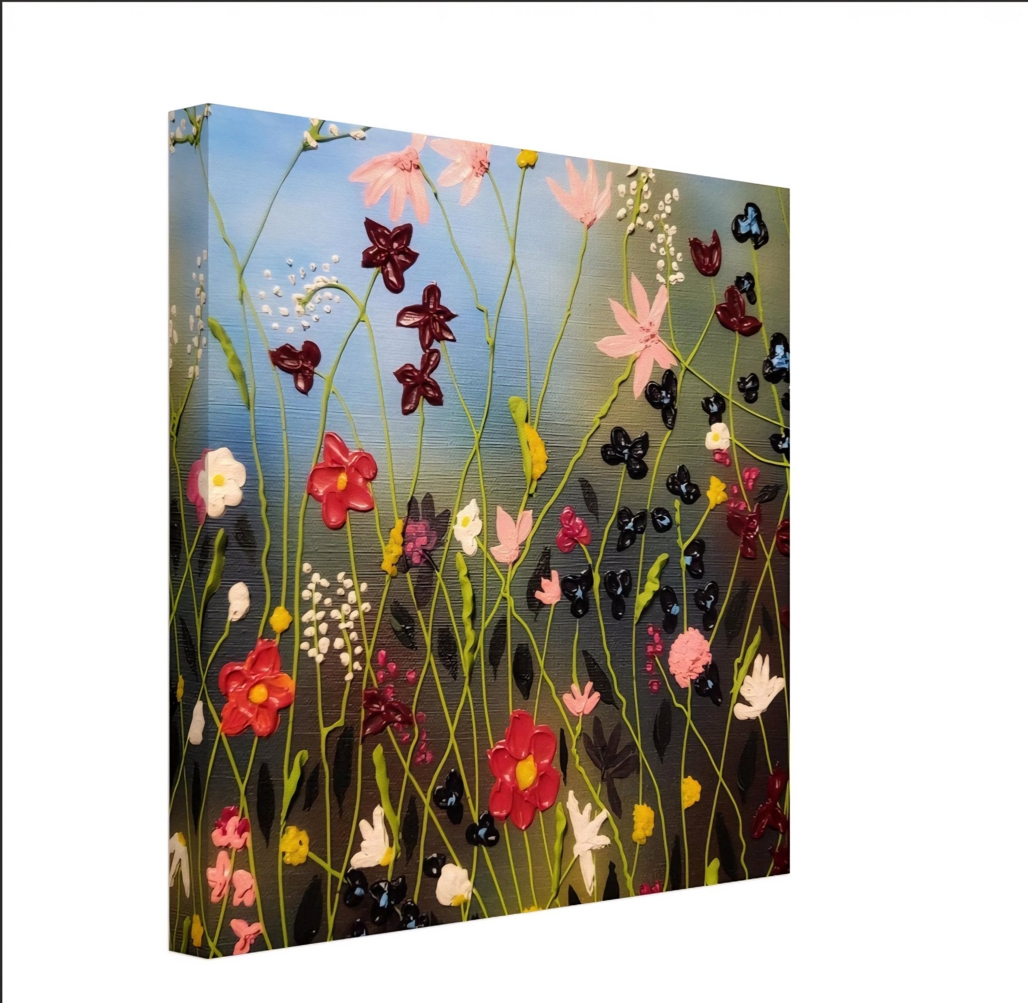 Daydreaming - Original Acrylic Wildflower Impasto Artwork 14x14" - Michelle Pashko Art