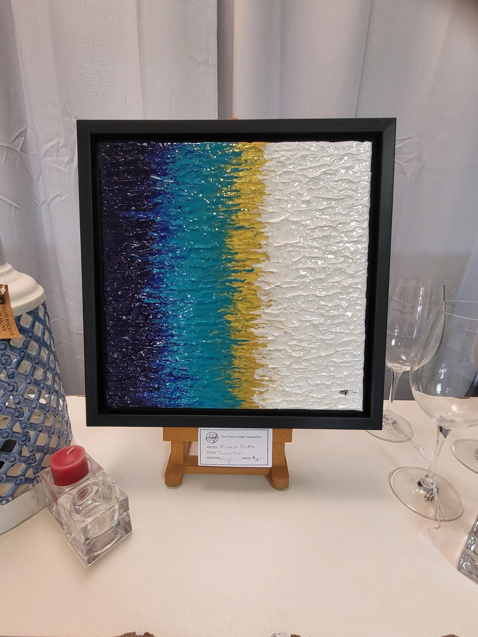 Transition - Original Acrylic Impasto Abstract Artwork 12x12" Framed - Michelle Pashko Art
