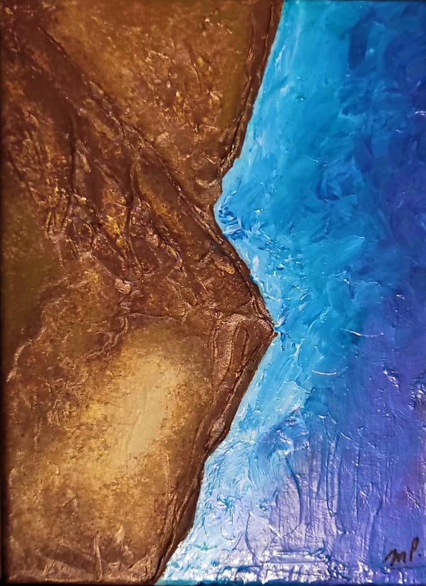 Seaside - Original Acrylic Impasto Seaside Painting 9x12" Framed - Michelle Pashko Art