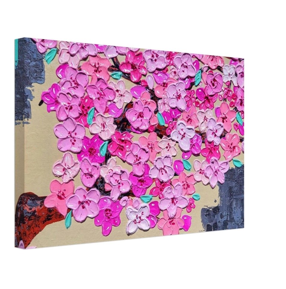 Cherry Blossoms - Original Acrylic Impasto Artwork 16x20" - Michelle Pashko Art