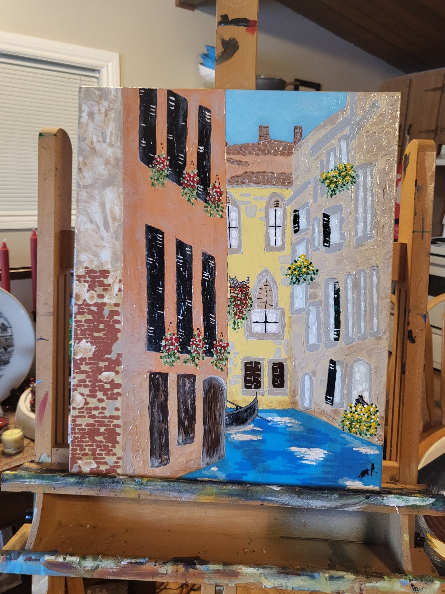 "Neighbours" 16 x 20" Urban Landscape Original of Canals in Venice - Michelle Pashko Art"Neighbours" 16 x 20" Urban Landscape Original of Canals in Venice