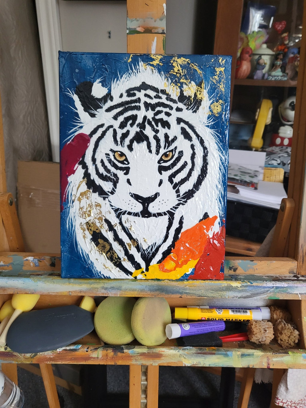 Original Painting - Abstract White Tiger - Michelle Pashko Art