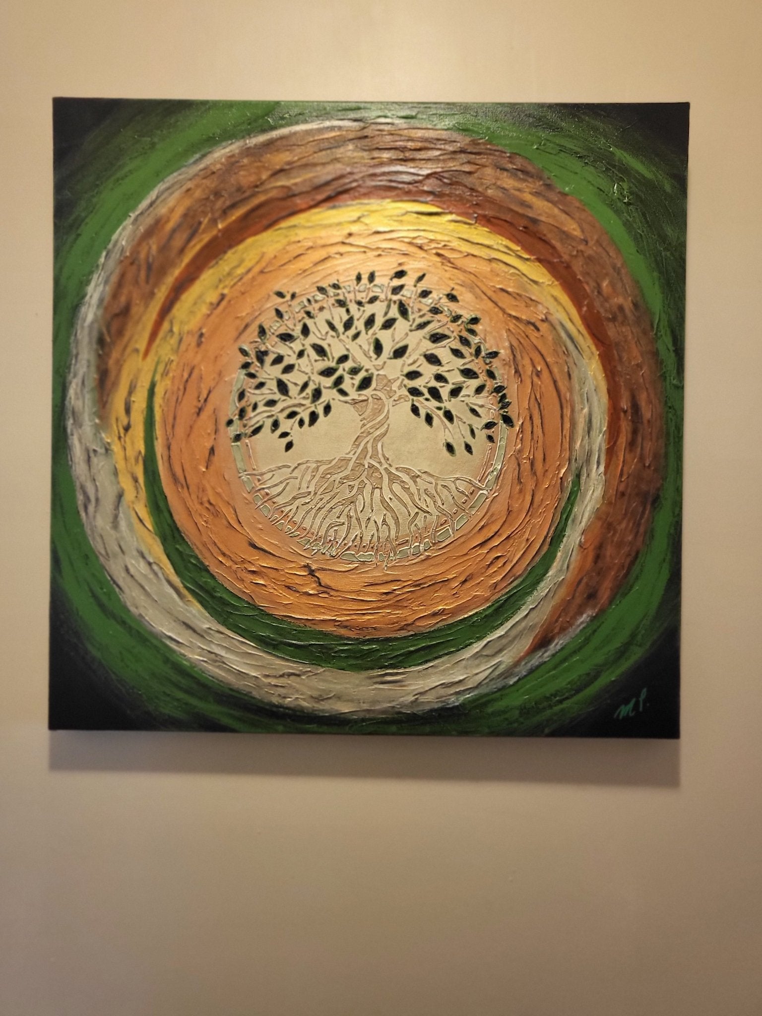 Balance - Life and Death/Good and Evil - Original Tree of Life Acrylic Textured Art 24x24" - Michelle Pashko Art