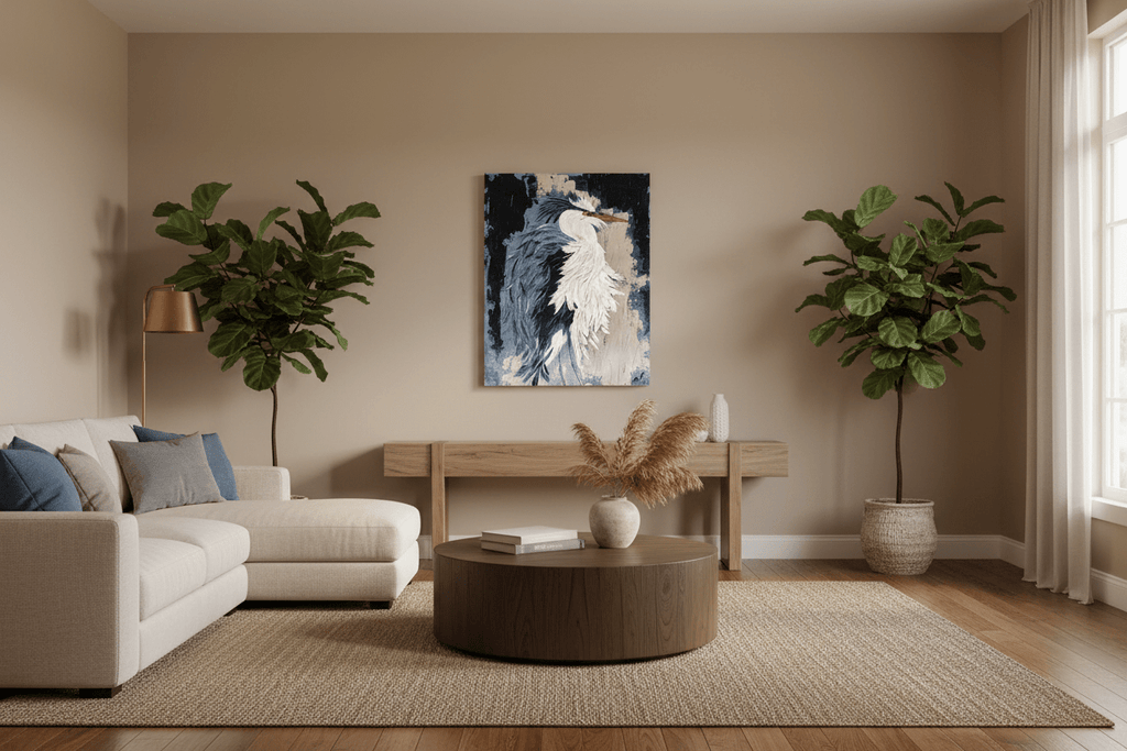 Sinker — Original Great Blue Heron Painting | 11×14" Acrylic | Part 3 of Triptych - Michelle Pashko Art